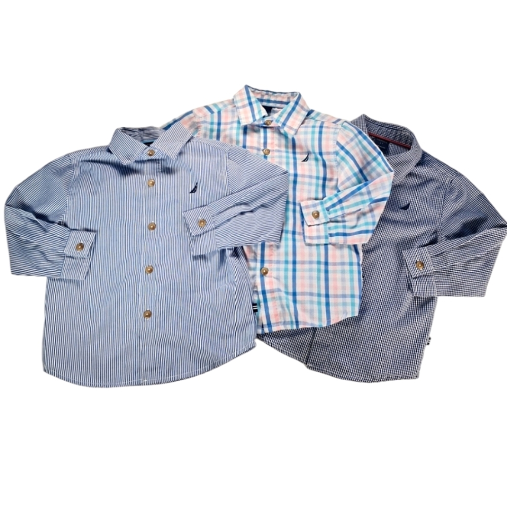 Nautica Boys' Striped and Plaid Button-Up Shirts Boy's Size 2T